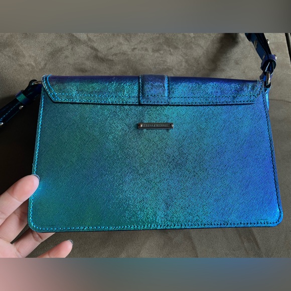 Rare NWOT Rebecca Minkoff Hudson Moto Iridescent Crossbody Shoulder Bag Purse - Picture 4 of 16